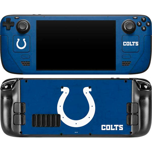 NFL Indianapolis Colts Distressed Steam Deck Handheld Gaming Computer OLED Skin
