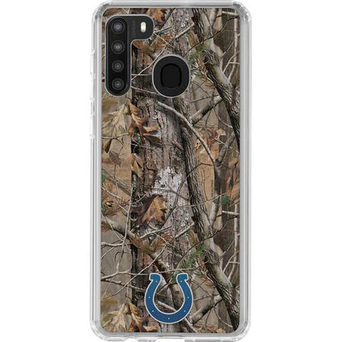 NFL Indianapolis Colts Realtree AP Camo Galaxy A21 Clear Case