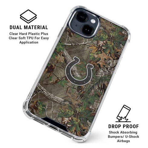 NFL Indianapolis Colts Realtree Xtra Green Camo iPhone 15 Clear Case