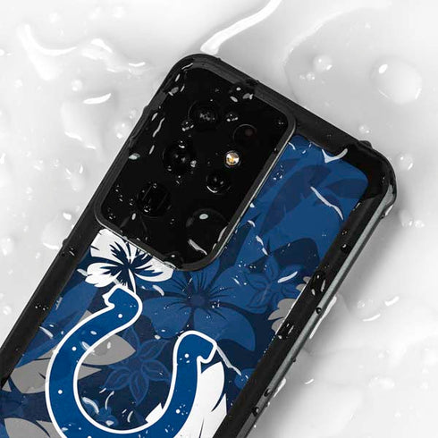 NFL Indianapolis Colts Tropical Print Galaxy S24 Ultra Waterproof Case