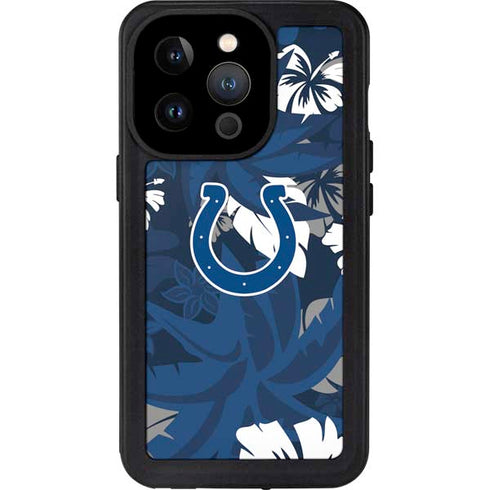 NFL Indianapolis Colts Tropical Print iPhone 15 Pro Waterproof Case