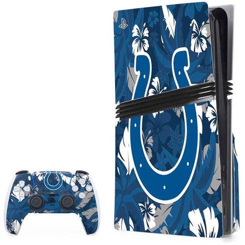 NFL Indianapolis Colts Tropical Print PS5 Pro Disk Bundle Skin