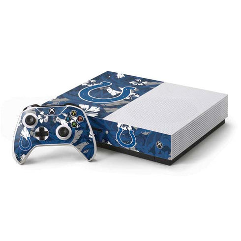 NFL Indianapolis Colts Tropical Print Xbox One S Console and Controller Bundle Skin
