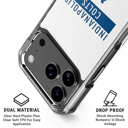 NFL Indianapolis Colts White Performance Series iPhone 18 Pro Clear Case