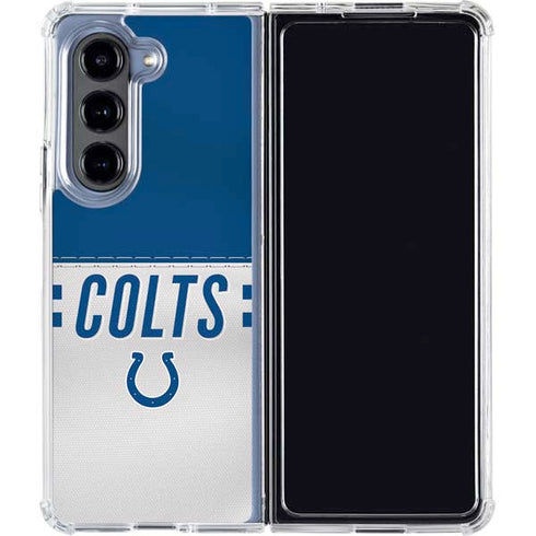 NFL Indianapolis Colts White Striped Galaxy Z Fold5 5G Clear Case