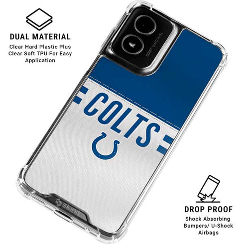 NFL Indianapolis Colts White Striped Moto G Power 5G (2024) Clear Case