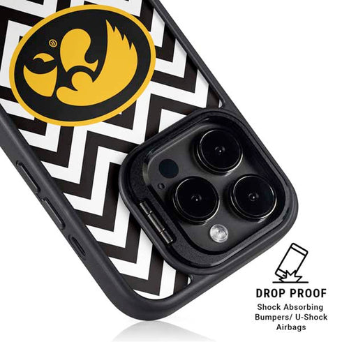 University of Iowa Hawkeyes Chevron Print iPhone 13 Pro Max Kickstand Case