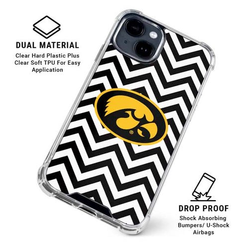 University of Iowa Hawkeyes Chevron Print iPhone 15 Clear Case