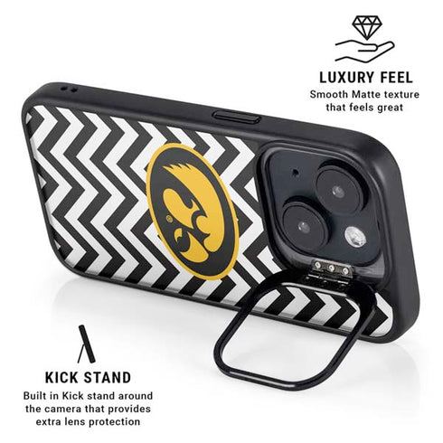 University of Iowa Hawkeyes Chevron Print iPhone 15 Plus Kickstand Case
