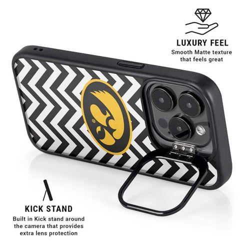 University of Iowa Hawkeyes Chevron Print iPhone 15 Pro Kickstand Case