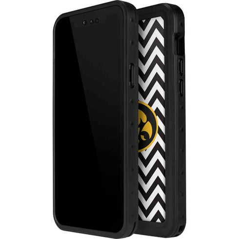 University of Iowa Hawkeyes Chevron Print iPhone 15 Pro Waterproof Case