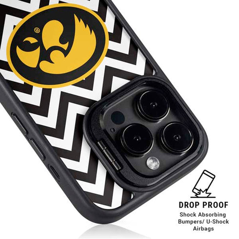 University of Iowa Hawkeyes Chevron Print iPhone 16 Pro Kickstand Case