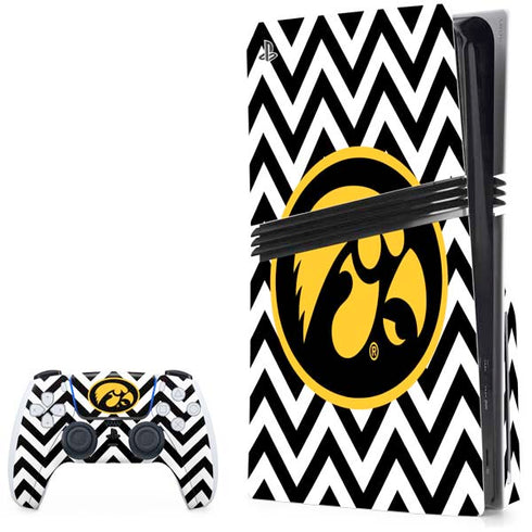 University of Iowa Hawkeyes Chevron Print PS5 Pro Disk Bundle Skin