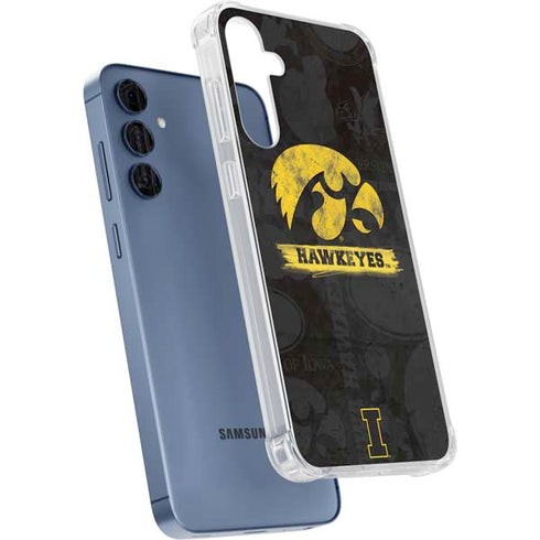 University of Iowa Hawkeyes Distressed Logo Galaxy A55 5G Clear Case