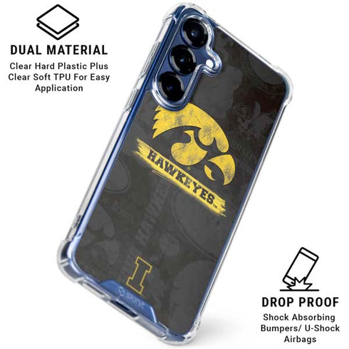 University of Iowa Hawkeyes Distressed Logo Galaxy S25 Clear Case