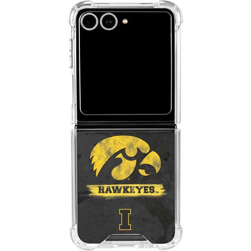 University of Iowa Hawkeyes Distressed Logo Galaxy Z Flip7 Clear Case