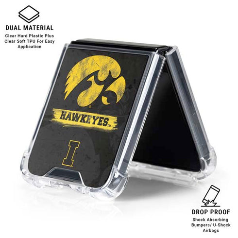 University of Iowa Hawkeyes Distressed Logo Galaxy Z Flip7 Clear Case