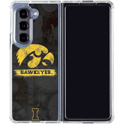University of Iowa Hawkeyes Distressed Logo Galaxy Z Fold5 5G Clear Case
