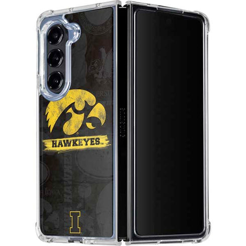University of Iowa Hawkeyes Distressed Logo Galaxy Z Fold5 5G Clear Case