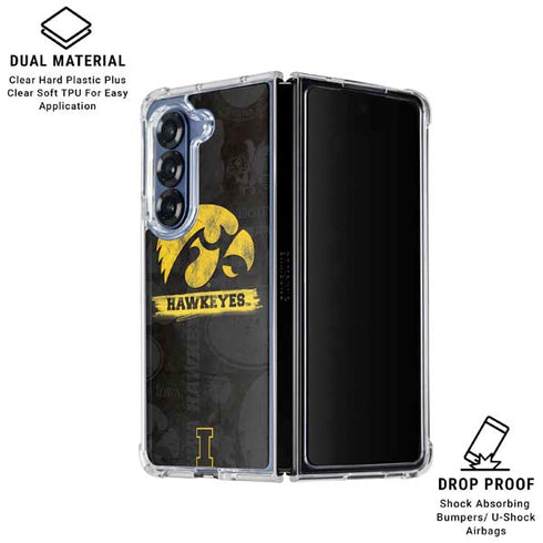 University of Iowa Hawkeyes Distressed Logo Galaxy Z Fold6 Clear Case