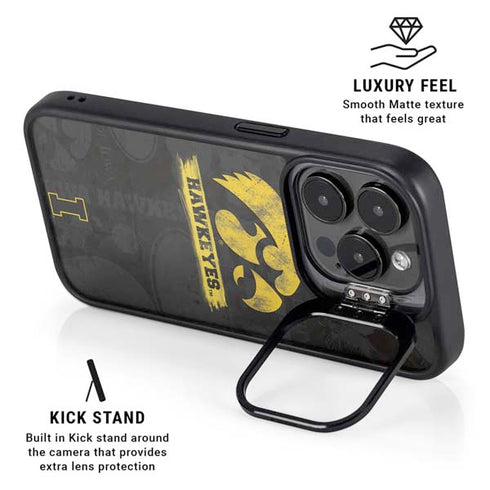 University of Iowa Hawkeyes Distressed Logo iPhone 14 Pro Kickstand Case