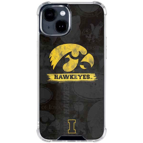 University of Iowa Hawkeyes Distressed Logo iPhone 15 Clear Case