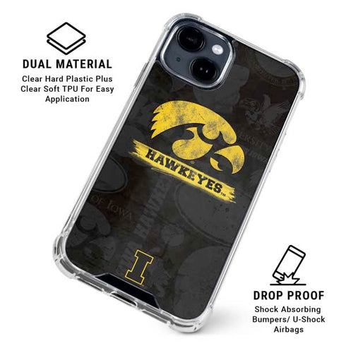 University of Iowa Hawkeyes Distressed Logo iPhone 15 Clear Case