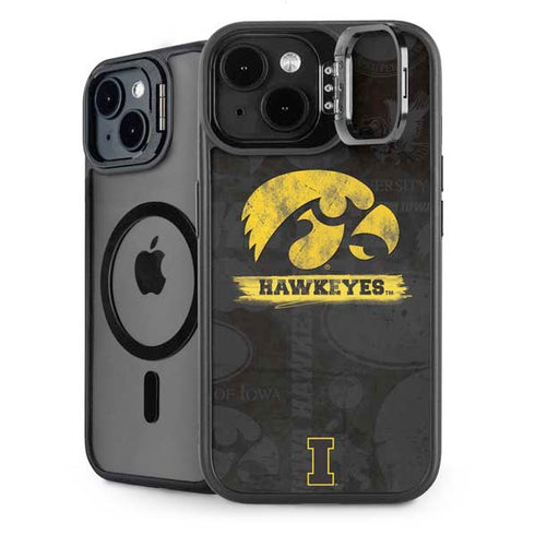 University of Iowa Hawkeyes Distressed Logo iPhone 15 Kickstand Case