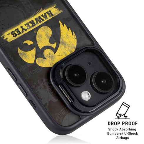 University of Iowa Hawkeyes Distressed Logo iPhone 15 Kickstand Case