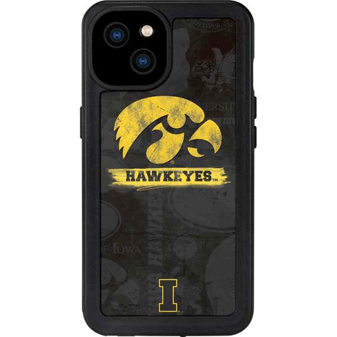 University of Iowa Hawkeyes Distressed Logo iPhone 15 Plus Waterproof Case