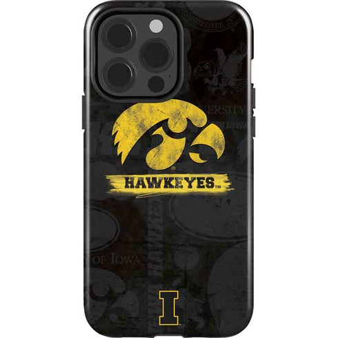 University of Iowa Hawkeyes Distressed Logo iPhone 15 Pro Impact Case