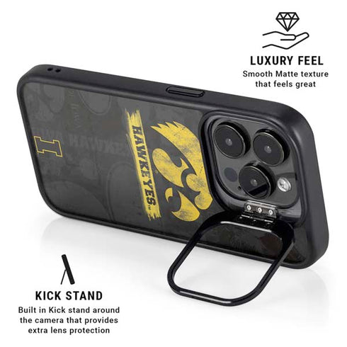 University of Iowa Hawkeyes Distressed Logo iPhone 15 Pro Kickstand Case