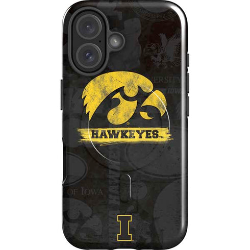 University of Iowa Hawkeyes Distressed Logo iPhone 16 Magsafe Impact Case