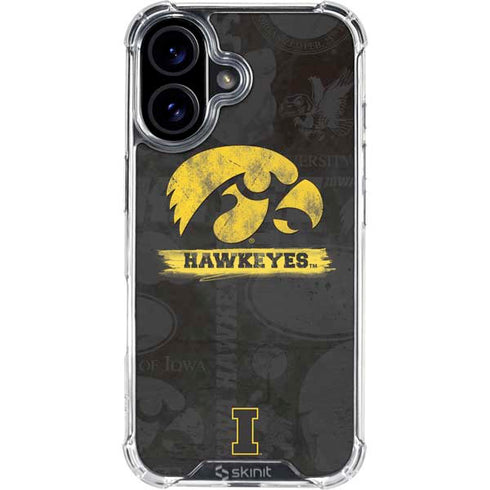 University of Iowa Hawkeyes Distressed Logo iPhone 16 Plus Clear Case