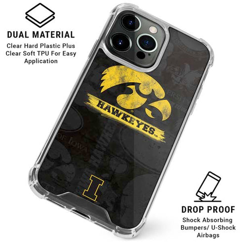 University of Iowa Hawkeyes Distressed Logo iPhone 16 Pro Clear Case