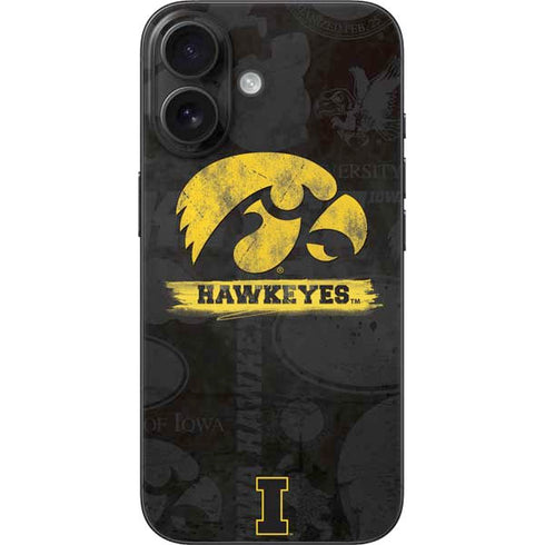 University of Iowa Hawkeyes Distressed Logo iPhone 16 Skin