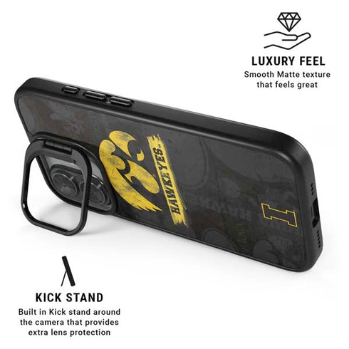 University of Iowa Hawkeyes Distressed Logo iPhone 17 Kickstand Case