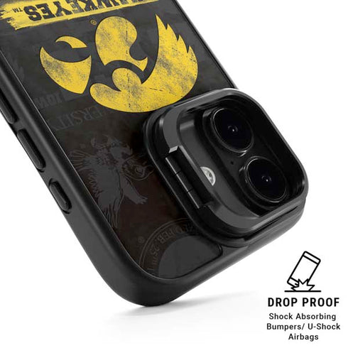 University of Iowa Hawkeyes Distressed Logo iPhone 17 Kickstand Case