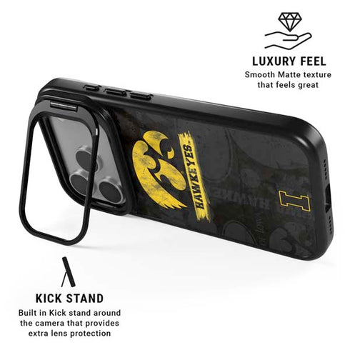 University of Iowa Hawkeyes Distressed Logo iPhone 17 Pro Kickstand Case