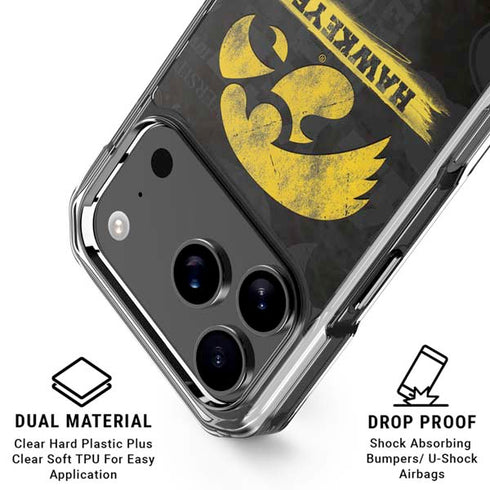 University of Iowa Hawkeyes Distressed Logo iPhone 18 Pro Clear Case
