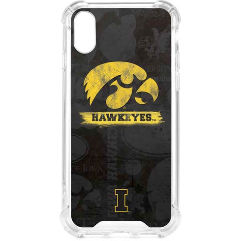 University of Iowa Hawkeyes Distressed Logo iPhone XS Clear Case