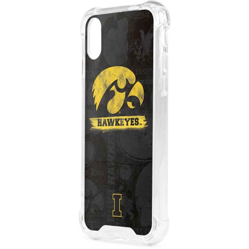 University of Iowa Hawkeyes Distressed Logo iPhone XS Clear Case
