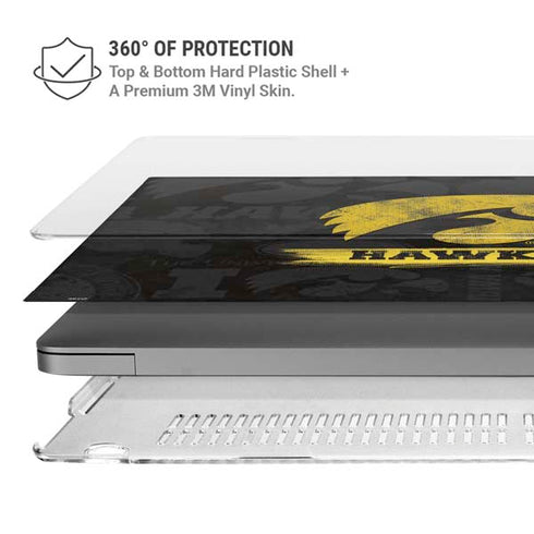 University of Iowa Hawkeyes Distressed Logo MacBook Pro 14in (2021-24) Case plus Skin