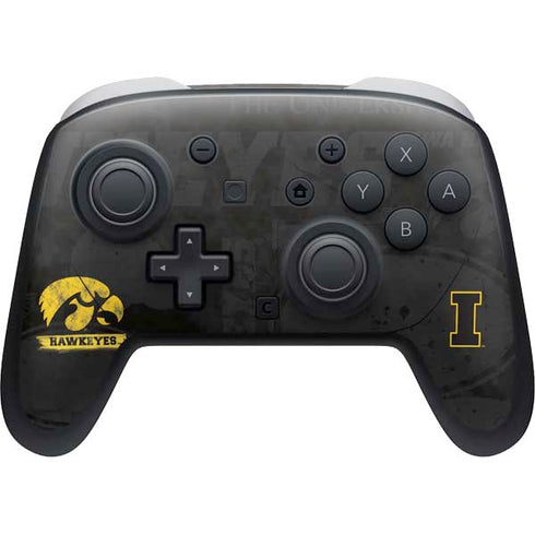 University of Iowa Hawkeyes Distressed Logo Nintendo Switch 2 (2025) Pro Controller Skin