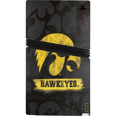University of Iowa Hawkeyes Distressed Logo PS5 Pro Bundle Skin