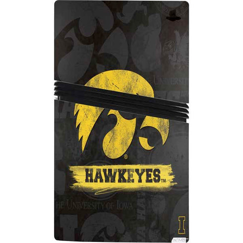 University of Iowa Hawkeyes Distressed Logo PS5 Pro Console Skin