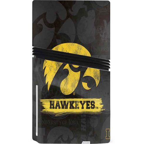University of Iowa Hawkeyes Distressed Logo PS5 Pro Disk Bundle Skin