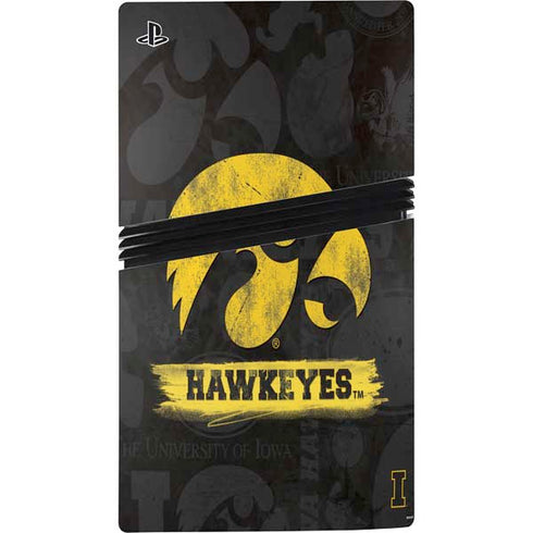 University of Iowa Hawkeyes Distressed Logo PS5 Pro Disk Console Skin