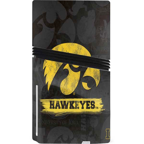 University of Iowa Hawkeyes Distressed Logo PS5 Pro Disk Console Skin