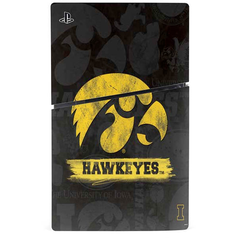University of Iowa Hawkeyes Distressed Logo PS5 Slim Digital Edition Console Skin